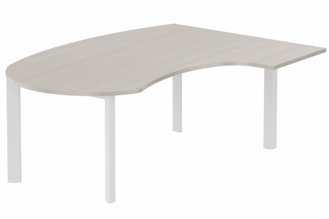 K7 compact 90° manager 190x141x104x60cm, plateau acacia, structure blanc
