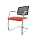 Diva - Chaise dos résille- Piétement luge chrome (CH).Assise tissu Vinyle Rouge DND (D15)