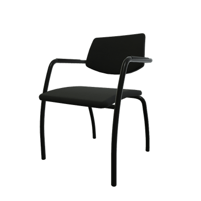 VISITEURS ET FONCTIONNELS - 4 Pieds - DIVA fauteuil dos tissu. 4 pieds laqués noir