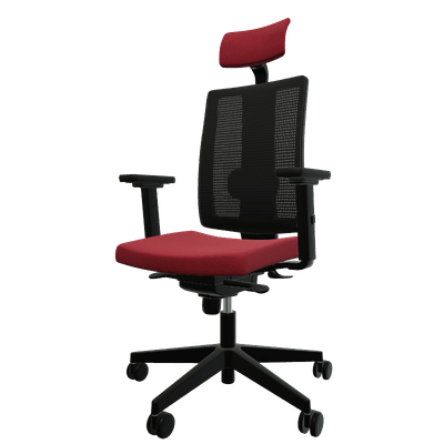 DIRECTION - Fauteuils - HUGO Mesh Manager - Fauteuil avec accotoirs et soutien lombaire . Assise tissu - dos résille Bondai Framboise (BNS)