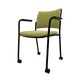 ZEN tissu visiteur - Chaise 4 pieds sur roulettes accotoirs laqué noir (A).Assise et dossier tissu Step Vert STE (L09)