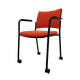 ZEN tissu visiteur - Chaise 4 pieds sur roulettes accotoirs laqué noir (A).Assise et dossier tissu Step Orange STO (L11)