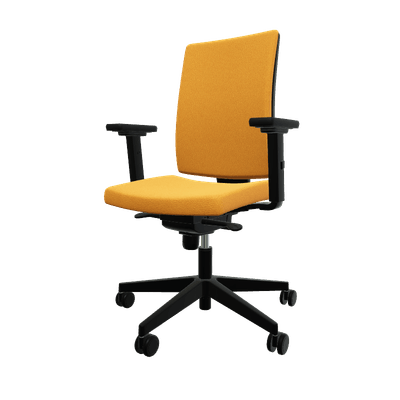 OPERATIVE - Dossier tissu - HUGO TISSU - Siège opérative synchrone réglable en profondeur . Assise et dossier tissu Bondai Jaune (BNF) + accotoirs