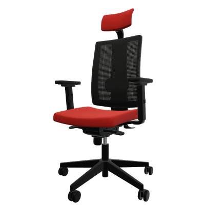 DIRECTION - Fauteuils - HUGO Mesh Manager - Fauteuil avec accotoirs et soutien lombaire . Assise tissu - dos résille Step Rouge STC (STC)