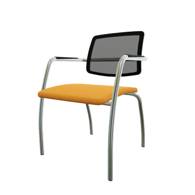 VISITEURS ET FONCTIONNELS - 4 Pieds - Diva - Chaise dos résille- Piétement 4 pieds chrome (CH).Assise tissu Bondai Jaune (3005)