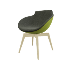 FAUTEUILS/POUFS - 4 pieds bois - Coco - Fauteuil 4 pieds bois naturel (W1). Tissu Int Synergy Gris SY16 (S16) - Tissu Ext Synergy Vert Clair SY46 (S46)