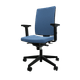 HUGO TISSU - Siège opérative synchrone réglable en profondeur . Assise et dossier tissu Bondai Bleu (BNP) + accotoirs