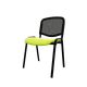 Joker Mesh - Chaise piétement 4 pieds laqué noir (A).Assise tissu et dossier résille Lucia Vert pomme YBV (YBV)