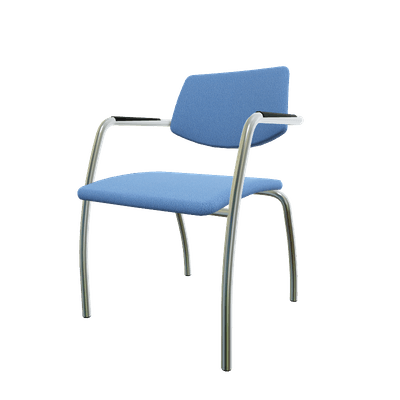 VISITEURS ET FONCTIONNELS - 4 Pieds - Diva - Chaise piétement 4 pieds chrome (CH).Assise et dossier tissu Bondai Bleu Clair (6006)