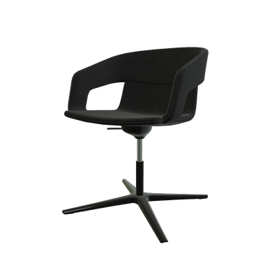FAUTEUILS/POUFS - Piétement étoile alu poli - Melody - Fauteuil Pietement étoile Alu poli noir (A). Tissu Int Synergy (S17) - Tissu Ext Synergy (S17)