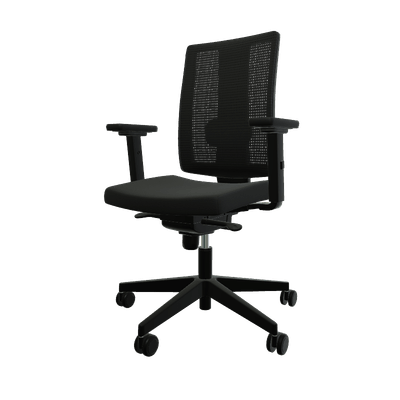 OPERATIVE - Dossier résille - Siège réglable en profondeur avec soutien lombaire . Assise tissu dossier resille noir Bondai Noir + accotoirs