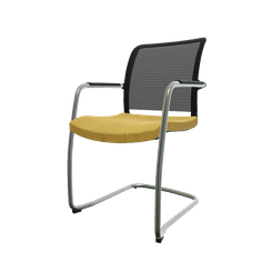 VISITEURS ET FONCTIONNELS - Luge - Dandy - Chaise piétement luge chrome (CH).Assise tissu Step Jaune foncé (L16)
