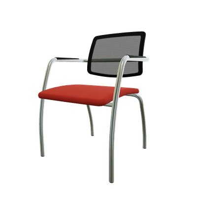 VISITEURS ET FONCTIONNELS - 4 Pieds - Diva - Chaise dos résille- Piétement 4 pieds chrome (CH).Assise tissu Vinyle Rouge DND (D15)