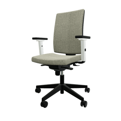 OPERATIVE - Dossier tissu - HUGO TISSU - Siège opérative synchrone réglable en profondeur . Assise et dossier tissu Step Gris (SMI) + accotoirs