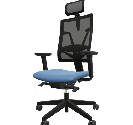 DIRECTION - Fauteuils - E-T BLACK MESH fauteuil manager + têtière avec accotoirs mécanique synchrone décalé avec translation d'assise