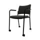 ZEN tissu visiteur - Chaise 4 pieds sur roulettes accotoirs laqué noir (A).Assise et dossier tissu Step Noir STA (L01)