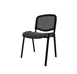 VISITEURS ET FONCTIONNELS - 4 Pieds - Joker Mesh - Chaise piétement 4 pieds laqué noir (A).Assise tissu  Lucia Gris foncé YBP (YBP) et dossier résille noir  