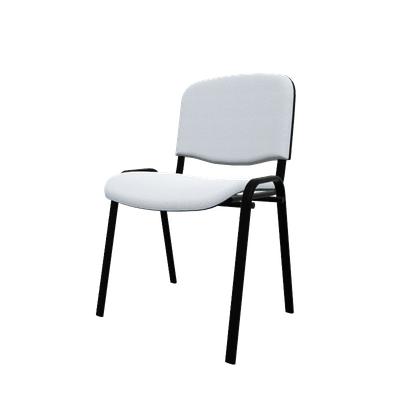 VISITEURS ET FONCTIONNELS - 4 Pieds - Joker Eco - Chaise piétement 4 pieds laqué noir (Noir).Assise et dossier tissu Lucia Gris clair YBD (YBD)
