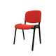 Joker Eco - Chaise piétement 4 pieds laqué noir (Noir).Assise et dossier tissu Lucia Rouge YBG (YBG)