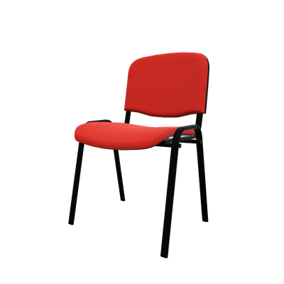 VISITEURS ET FONCTIONNELS - 4 Pieds - Joker Eco - Chaise piétement 4 pieds laqué noir (Noir).Assise et dossier tissu Lucia Rouge YBG (YBG)