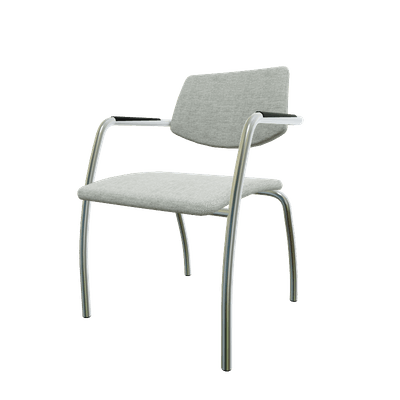 VISITEURS ET FONCTIONNELS - 4 Pieds - Diva - Chaise piétement 4 pieds chrome (CH).Assise et dossier tissu Berta Gris Clair (AD3)