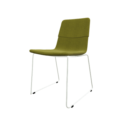 CHAISES ET TABOURETS - Pour tables standards, ht 75 cm, piétement 4 pieds - Melody - Chaise pietement Luge Blanc (BL). Tissu Int Step VERT foncé (L16) - Tissu Ext Step VERT foncé (L16)