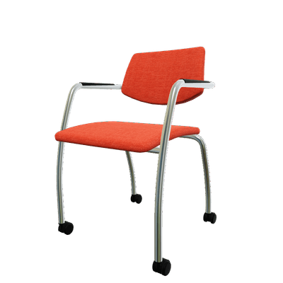 VISITEURS ET FONCTIONNELS - Sur roulettes - Diva - Chaise piétement 4 pieds sur roulettes chrome (CH).Assise et dossier tissu Berta Rouge (AI5)