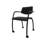 Diva - Chaise piétement 4 pieds sur roulettes laqué noir (A).Assise et dossier tissu Bondai Brun Foncé (2036)