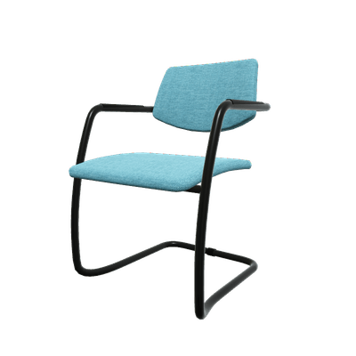VISITEURS ET FONCTIONNELS - Luge - Diva - Chaise piétement luge laqué noir (A).Assise et dossier tissu Berta Bleu (AD6)
