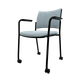 ZEN tissu visiteur - Chaise 4 pieds sur roulettes accotoirs laqué noir (A).Assise et dossier tissu Step Bleu Clair STL (L07)