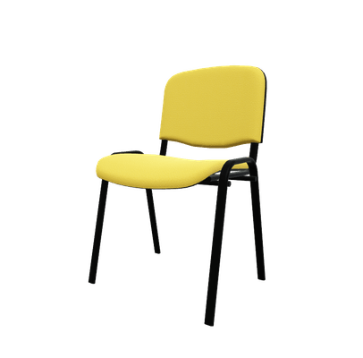 VISITEURS ET FONCTIONNELS - 4 Pieds - Joker Eco - Chaise piétement 4 pieds laqué noir (Noir).Assise et dossier tissu Vinyle V1 Jaune (VNF)