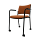 ZEN tissu visiteur - Chaise 4 pieds sur roulettes accotoirs laqué noir (A).Assise et dossier tissu Step Orange STD (L10)