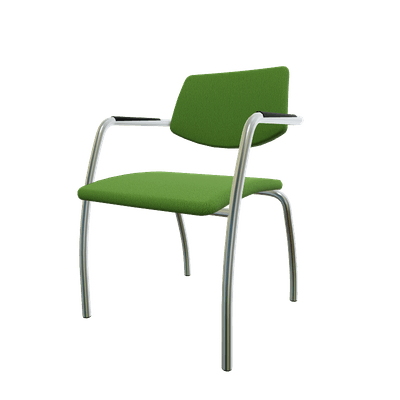 VISITEURS ET FONCTIONNELS - 4 Pieds - Diva - Chaise piétement 4 pieds chrome (CH).Assise et dossier tissu Bondai Vert (7048)