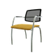 Diva - Chaise dos résille- Piétement 4 pieds chrome (CH).Assise tissu Berta Moutarde (AD7)
