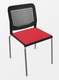 AGORA chaise 4 pieds, polypropylène noir, placet assise simili rouge, structure fil chromé - sur délai