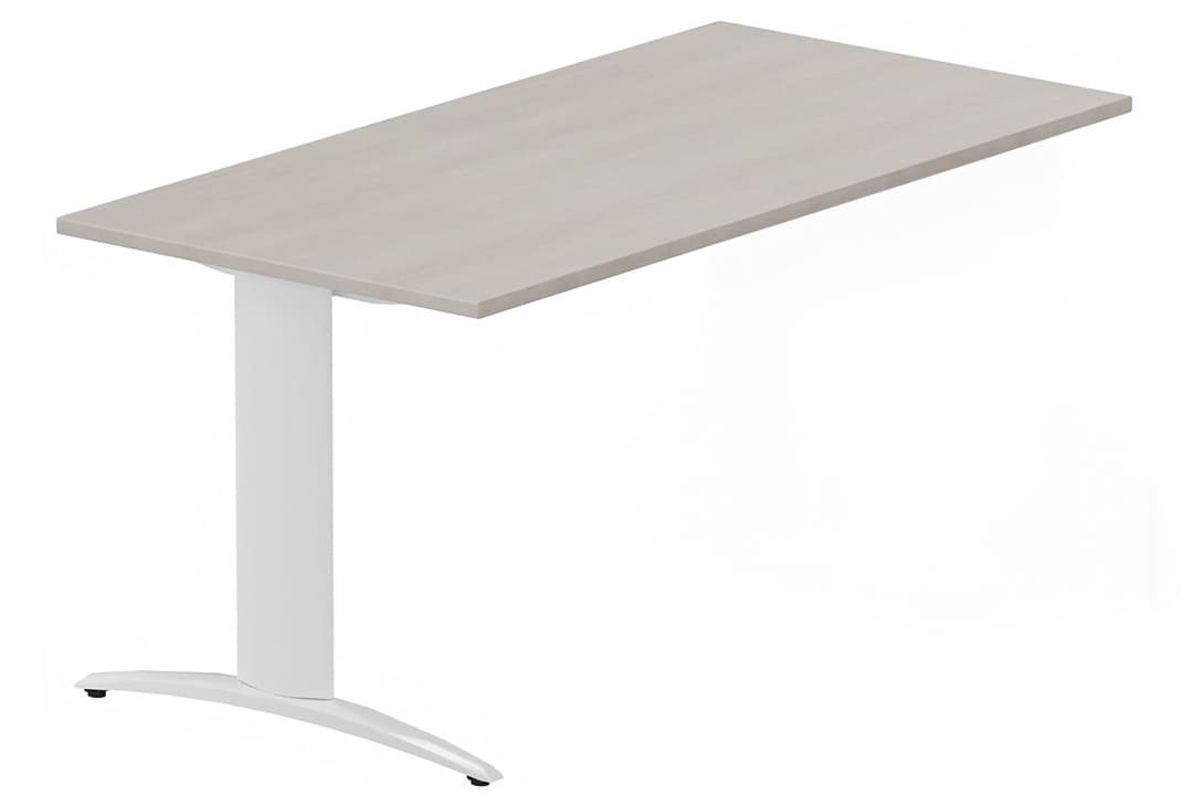 Module composable pied i, L.160xP.80cm, suivant, plateau acacia, structure blanc, plateau acacia, structure blanc