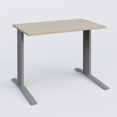 Gamme K1 - Plans droits - K1 Plateau droit 100x60 pieds fixe. Plateau Acacia et pietement Aluminium