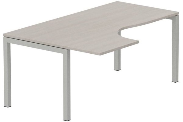 Gamme K3 - Plans compacts - Plan Compact 90° asymétrique 180x120x80/60cm retour à gauche, plateau acacia, structure aluminium