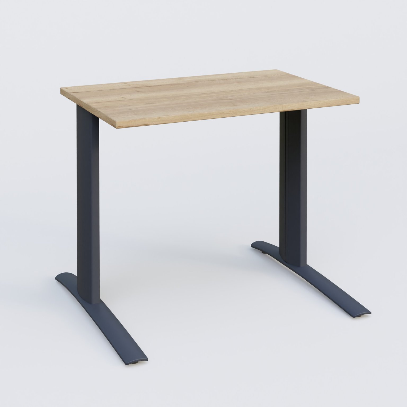K1 Plateau droit 80x60 pieds fixe. Plateau Chêne naturel et pietement Anthracite