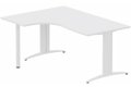 Plan Compact 90° asymétrique 180x120x80/60cm retour à gauche sur pied de soutien blanc/blanc - sur délai
