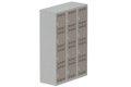 Vestiaire multicases 3 colonnes L,40cm 4 cases (fermeture cadenas) H,180xL,120xP,50cm coffre gris clair/portes basalte