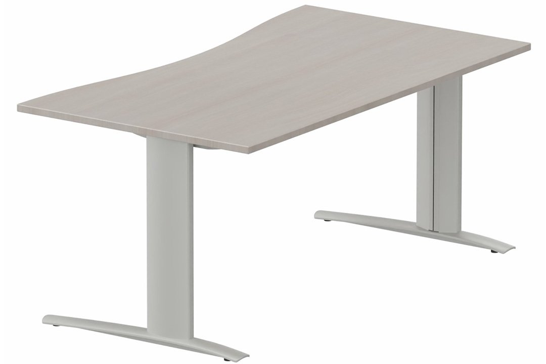 Plan vague symétrique, structure poutre, 160x90x80cm, plateau acacia, structure aluminium