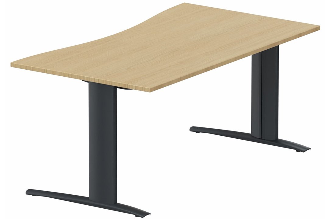 K1 Poutre - Plan vague symétrique 160x90 / 80 -Finitions : PLATEAUX: CHENE (CE) / PIETEMENTS: ANTHRACITE (AN)