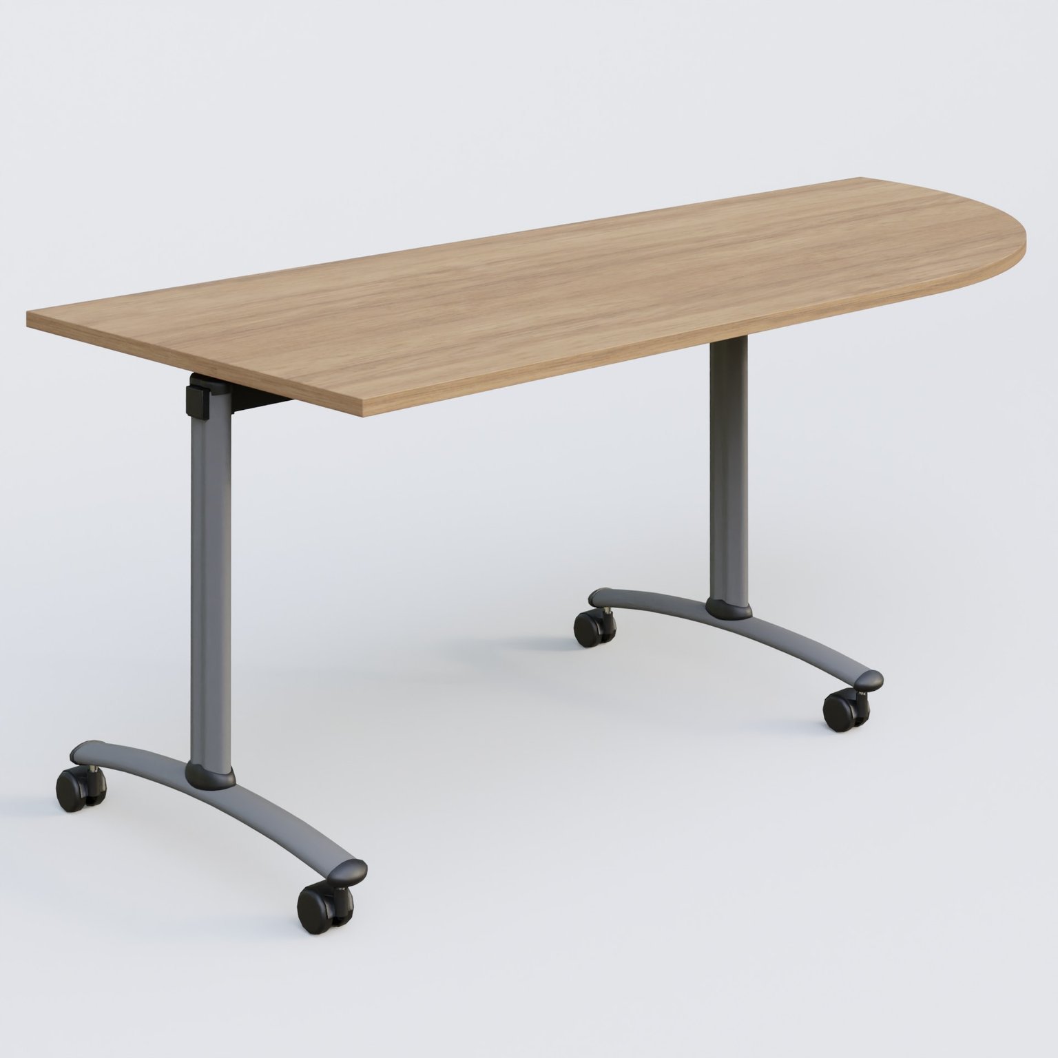 Module d'angle 90° Droite gamme Arca 200-80 cm. Plateau Noyer et pietement Aluminium.
