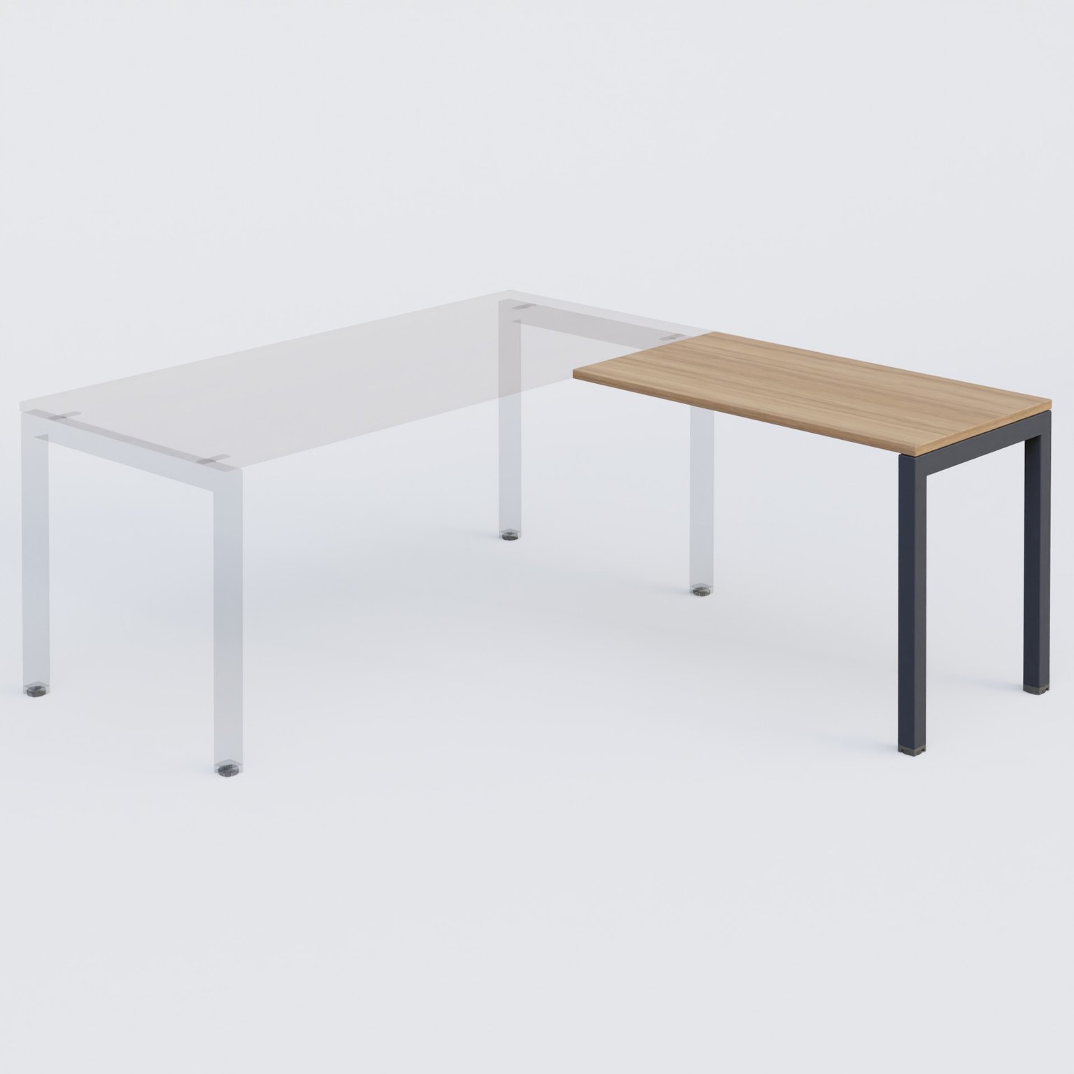K3 retour direct 120x60cm sur pieds P.60cm. Plateau Noyer et pietement Anthracite