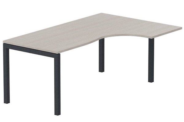 Gamme K3 - Plans compacts - Plan Compact 90° asymétrique 180x120x80/60cm retour à droite, plateau acacia, structure anthracite