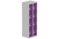 Vestiaire multicases 2 colonnes L,30cm 4 cases (fermeture cadenas) H,180xL,60xP,50cm coffre gris clair/portes prune