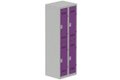 Vestiaire multicases 2 colonnes L,30cm 2 cases (fermeture cadenas) H,180xL,60xP,50cm coffre gris clair/portes prune