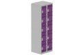 Vestiaire multicases 2 colonnes L,30cm 5 cases (fermeture cadenas) H,180xL,60xP,50cm coffre gris clair/portes prune