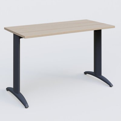 Gamme K2 - Plans droits - K2 Plateau droit 120x60 pieds fixe. Plateau Acacia et pietement Anthracite.